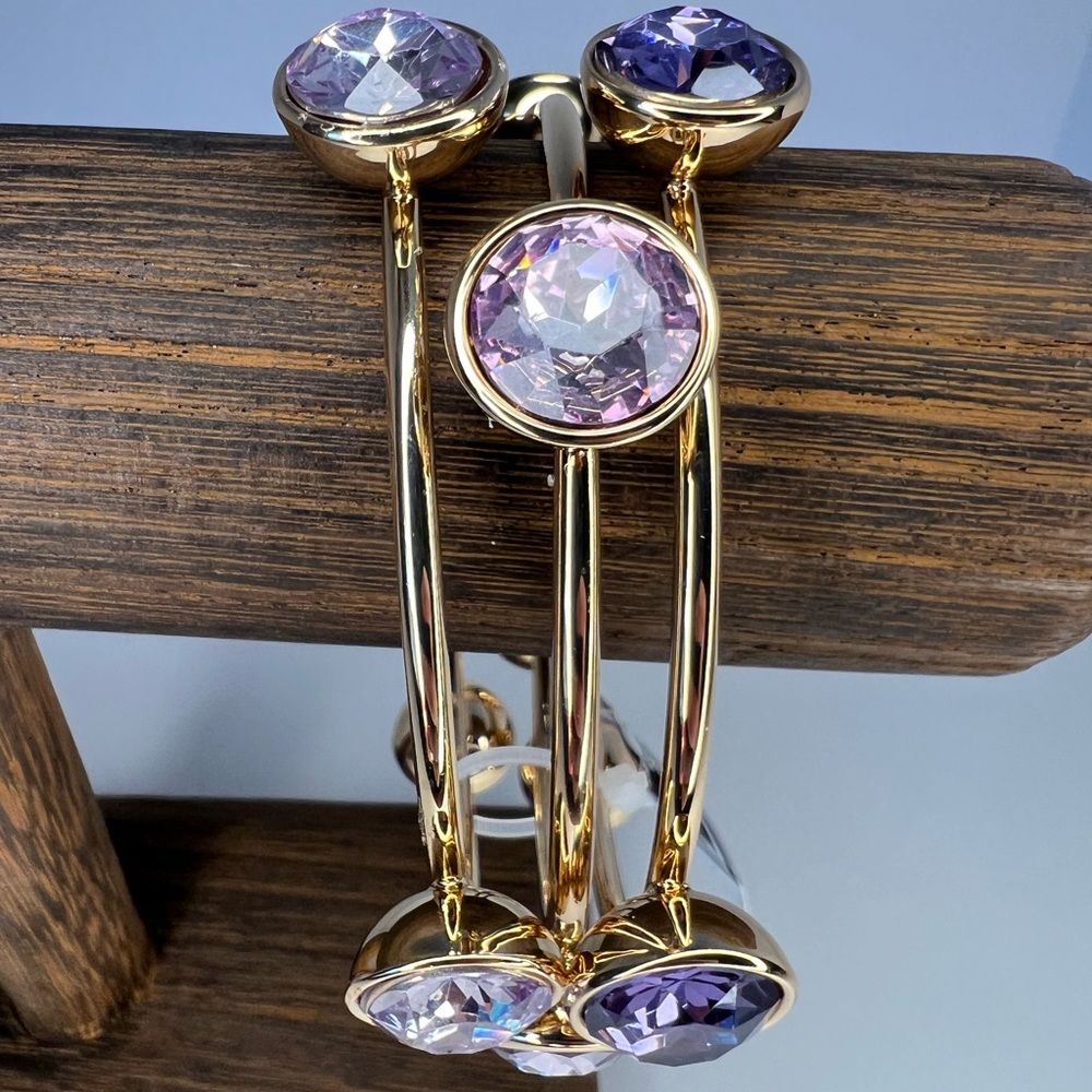 NWT INC International Concepts Gold Tone Crystal Bangle Bracelets Set of 3 - Picture 4 of 5
